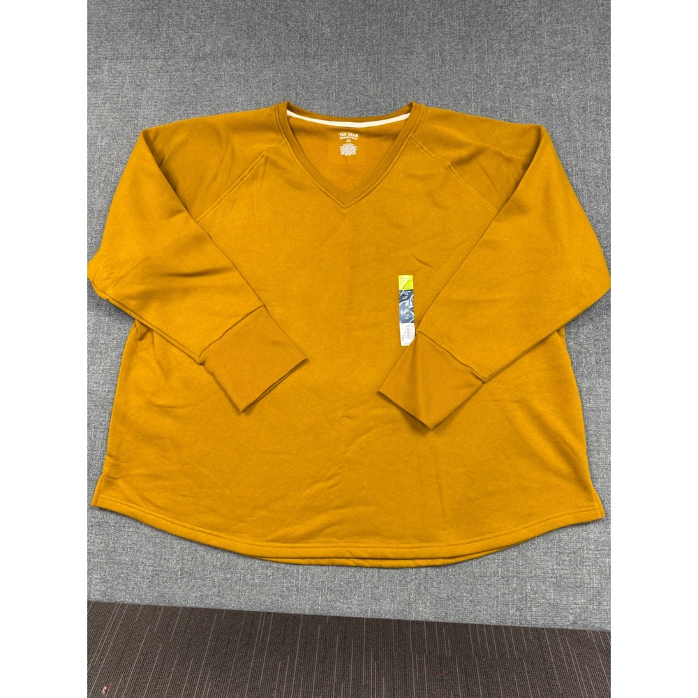 Tek Gear Women 4X Ultrasoft Fleece V-Neck Sweatshirt Sierra Valley Yellow NWT